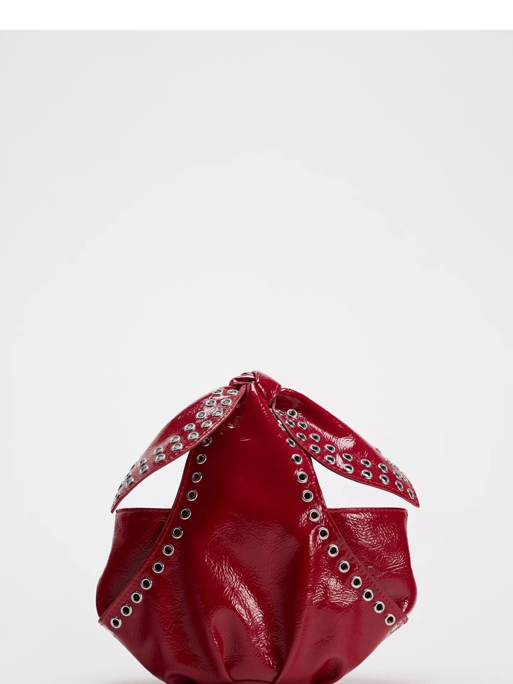Zara Red Patent Mini Bag with Silver Eyelet Detail